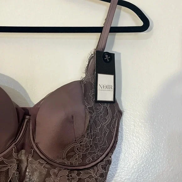 Noir | Genevieve Bodysuit Ephemera Lace Thong Padded Womens size 36D Hunkemoller - Picture 4 of 11